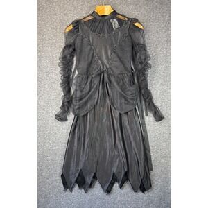California Costumes Black Gothic Dark Princess Witch Dress Wednesday Girls Large
